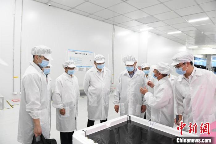 圖為蔡達峰一行在惠科電子(北海)科技產(chǎn)業(yè)園調(diào)研。　林浩 攝